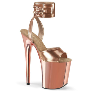 FLAMINGO-891 8" Heel Rose Gold Metallic Pole Dancer Shoes