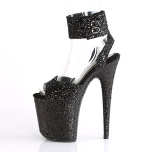 FLAMINGO-891LG 8" Heel Black Glitter Pole Dancing Platforms