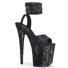 Load image into Gallery viewer, FLAMINGO-891LG 8&quot; Heel Black Glitter Pole Dancing Platforms