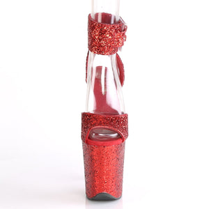 FLAMINGO-891LG 8" Heel Red Glitter Pole Dancing Platforms