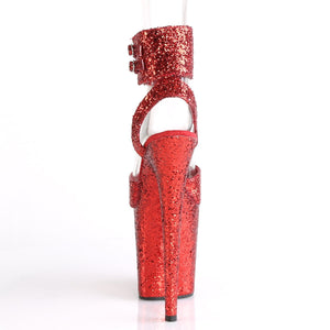 FLAMINGO-891LG 8" Heel Red Glitter Pole Dancing Platforms