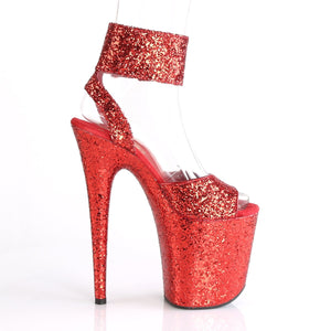 FLAMINGO-891LG 8" Heel Red Glitter Pole Dancing Platforms