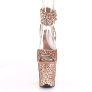 FLAMINGO-891LG 8" Heel Rose Gold Glitter Pole Dancer Shoes