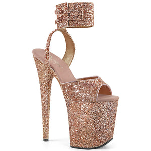 FLAMINGO-891LG 8" Heel Rose Gold Glitter Pole Dancer Shoes