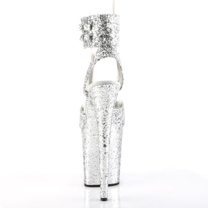 FLAMINGO-891LG 8" Heel Silver Glitter Pole Dancing Platforms