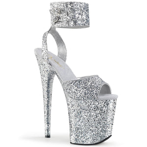 FLAMINGO-891LG 8" Heel Silver Glitter Pole Dancing Platforms