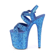 Load image into Gallery viewer, FLAMINGO-897LG 8 Inch Heel Royal Blue Pole Dancing Platforms