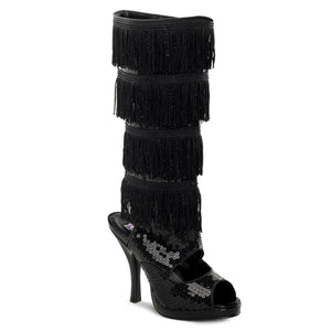 FLAPPER-168 Funtasma 3 Inch Heel Black Sequins Women's Boots