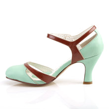 Load image into Gallery viewer, FLAPPER-27 Pin Up 3 Inch Heel Mint-Brown Fetish Footwear