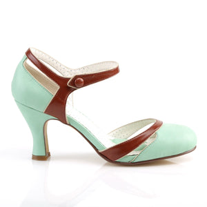 FLAPPER-27 Pin Up 3 Inch Heel Mint-Brown Fetish Footwear