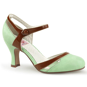 FLAPPER-27 Pin Up 3 Inch Heel Mint-Brown Fetish Footwear