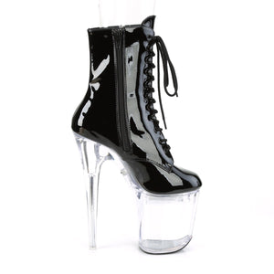 FLASHDANCE-1020-8 8" Heel Black Clear Pole Dancer Platforms