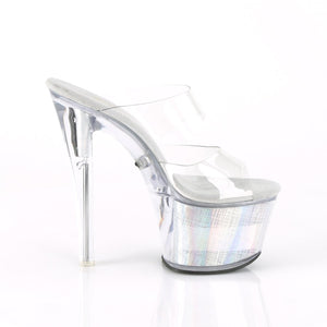 FLASHDANCE-702CH 7" Heel Clear Silver Hologram Sexy Shoes