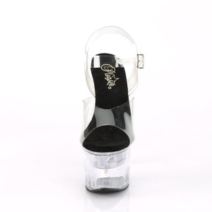 FLASHDANCE-708 7 Inch Heel Clear Black Pole Dancer Platforms