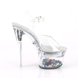 FLASHDANCE-708SQ 7" Heel Clear Sequin Insert Strippers Shoes