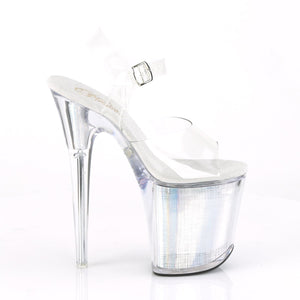 FLASHDANCE-808CH 8" Heel Clear Silver Hologram Sexy Shoes