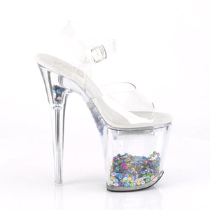 FLASHDANCE-808SQ 8" Heel Clear Sequin Insert Strippers Shoes