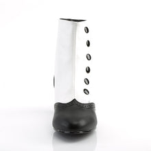 Load image into Gallery viewer, FLORA-1023 Bordello Burlesque 2 Inch Heel White Black Boots