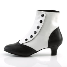 Load image into Gallery viewer, FLORA-1023 Bordello Burlesque 2 Inch Heel White Black Boots