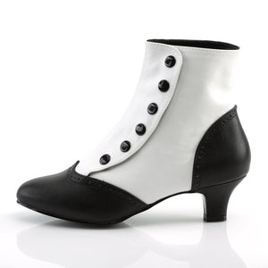 FLORA-1023 Bordello Burlesque 2 Inch Heel White Black Boots