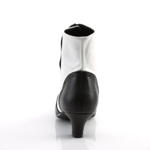 FLORA-1023 Bordello Burlesque 2 Inch Heel White Black Boots