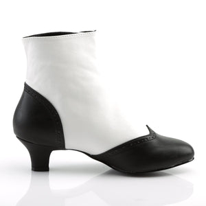 FLORA-1023 Bordello Burlesque 2 Inch Heel White Black Boots