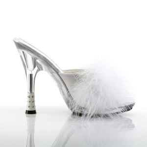 GLITZY-501-8 Fabulicious 4.5" Heel White Satin Fur Sexy Shoe