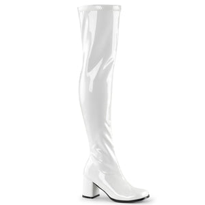 GOGO-3000 Funtasma 3 Inch Heel White Patent Women's Boots