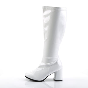 GOGO-300X Funtasma 3" White Patent Wide Width Knee High Boot