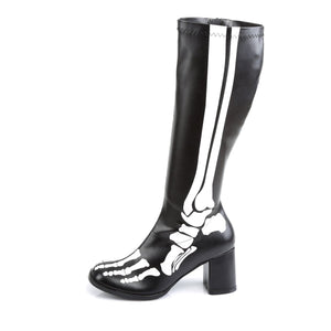 GOGO-300XRAY Retro 3" Heel Black Stretch Matt Women Boots