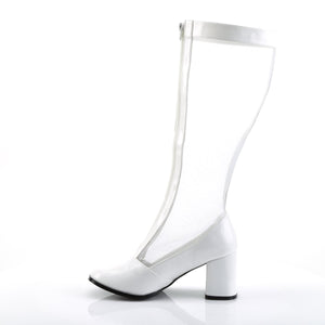 GOGO-307 Funtasma 3 Inch Heel White Patent Women's Boots