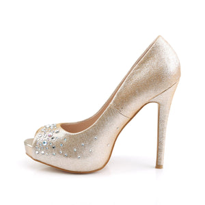 HEIRESS-22R Fetish 5" Heel Nude Shimmering Fabric Sexy Shoes