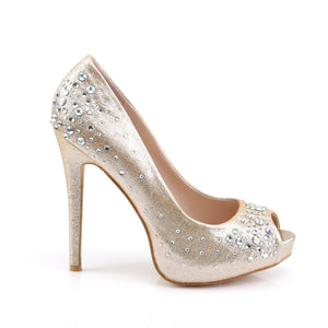 HEIRESS-22R Fetish 5" Heel Nude Shimmering Fabric Sexy Shoes