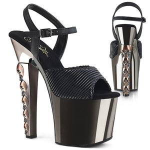 HEX-709 7" Heel Black Pewter Chrome Pole Dancing Platforms