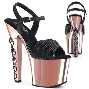 HEX-709 7" Heel Black Rose Gold Chrome Pole Dancer Platforms