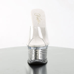 ILLUSION-651 6.5" Heel Clear Silver Chrome Strippers Shoes