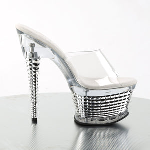 ILLUSION-651 6.5" Heel Clear Silver Chrome Strippers Shoes