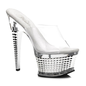 ILLUSION-651 6.5" Heel Clear Silver Chrome Strippers Shoes