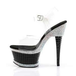 ILLUSION-658RS 6.5" Heel Clear and Black Pole Dancer Shoes