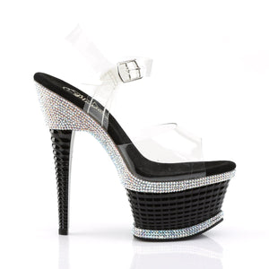 ILLUSION-658RS 6.5" Heel Clear and Black Pole Dancer Shoes