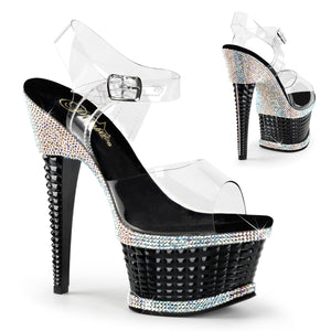 ILLUSION-658RS 6.5" Heel Clear and Black Pole Dancer Shoes