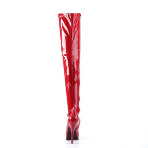 INDULGE-3000 Devious 5 Inch Heel Red Platforms Thigh Boots