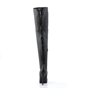 INDULGE-3011 Devious 5" Heel Black Leather Sexy Thigh Boots