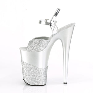 INFINITY-909-2G 9" Heel Silver Glitter Pole Dancer Platforms