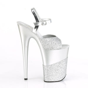 INFINITY-909-2G 9" Heel Silver Glitter Pole Dancer Platforms