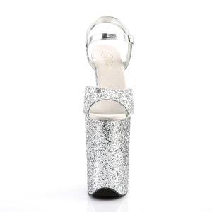 INFINITY-910LG 9" Heel Silver Glitter Pole Dancing Platforms