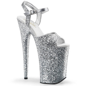 INFINITY-910LG 9" Heel Silver Glitter Pole Dancing Platforms