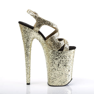 INFINITY-930LG 9" Heel Gold Glitter Pole Dancing Platforms