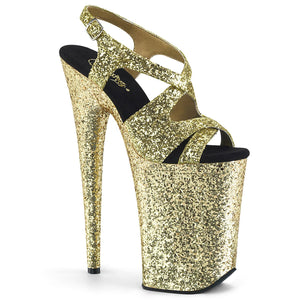 INFINITY-930LG 9" Heel Gold Glitter Pole Dancing Platforms