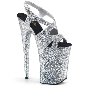 INFINITY-930LG 9" Heel Silver Glitter Pole Dancing Platforms